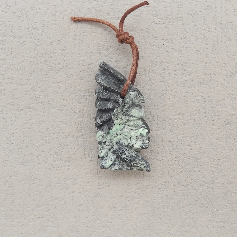 

Natural Turquoise Handcarved Indian Head Pendant Beads Polished Special Stones for Jewelry Making Weight 35x18x8mm 5.8g