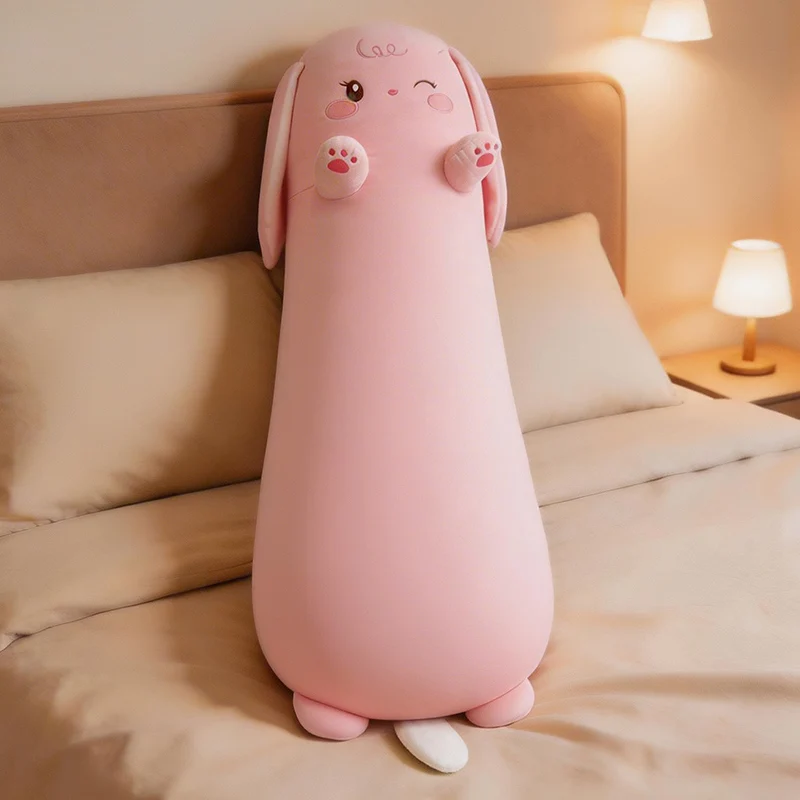 125cm Long Plush Pillow Anime Simulation Stuffed Animal Dog Bear Rabbit Soft Doll Cute Birthday Gift