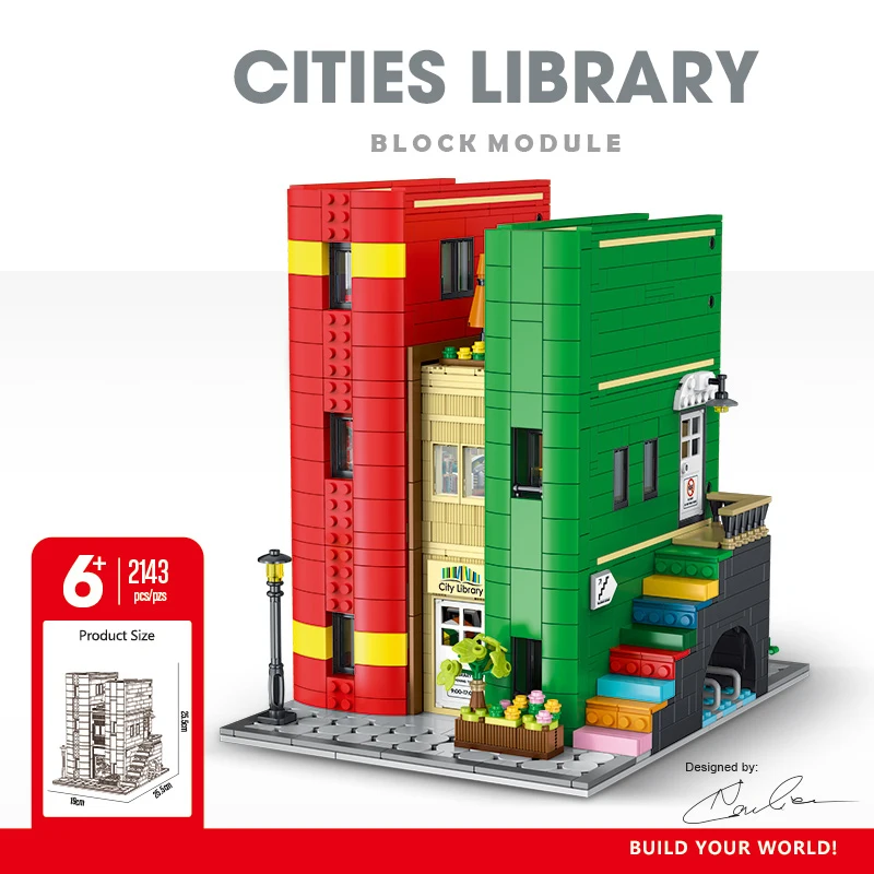 

Kids Puzzle Blocks Toys City Library Model Block Book Modular House Building Block Brick Children Puzzle MOC Toy Birthday Gifts