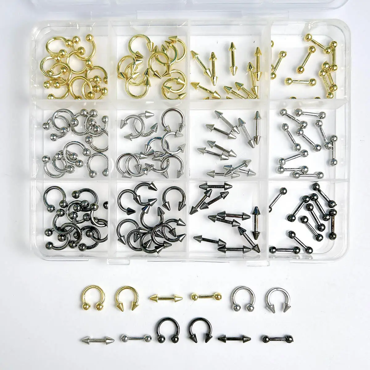 1 caixa vintage punk 3d liga rebite encantos da arte do prego estilo simples estrela anel redondo decoração da arte do prego manicure acessórios diy