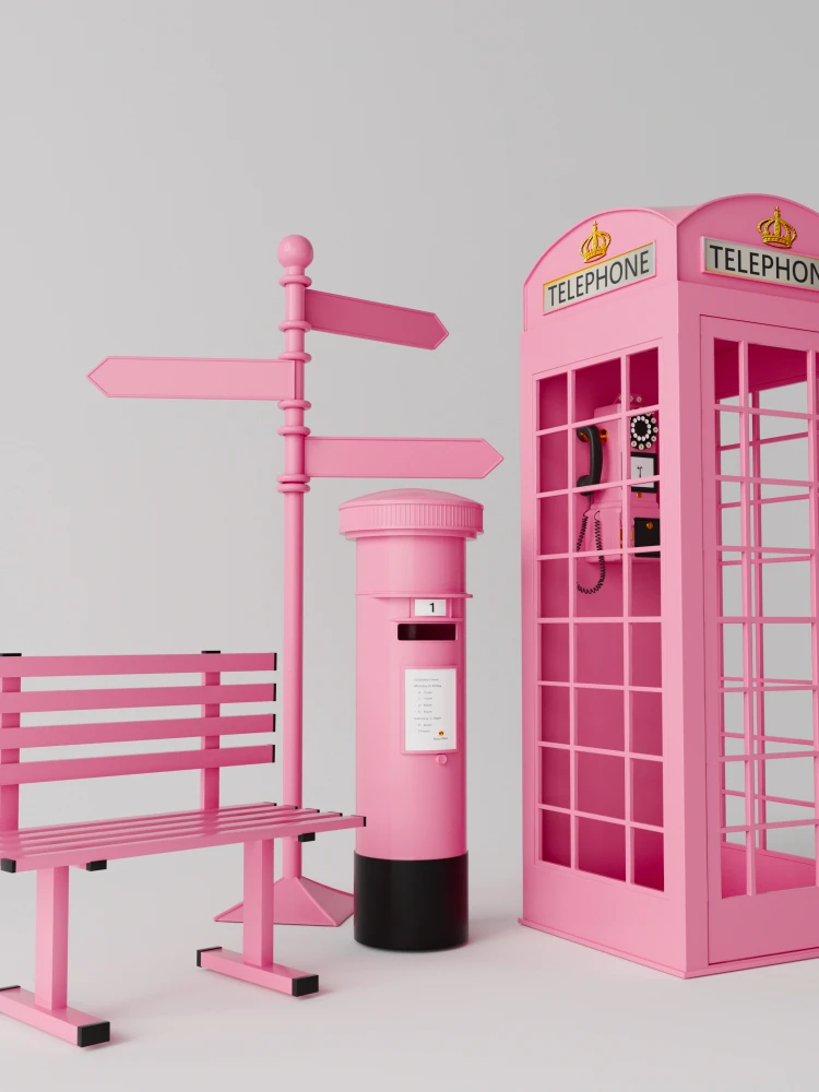 Iron Telephone Booth Post Box Floor Scene Exhibition Hall Decoration Shopping Mall DP Layout Props