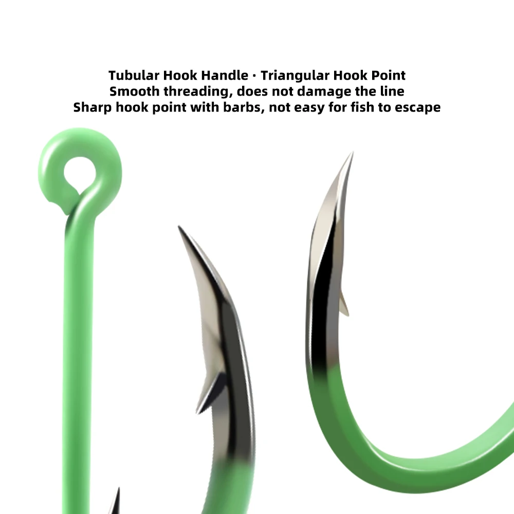 ZYZHE 12/24 Stück/Box Leuchtende Chinu-Haken aus Hochkohlenstoffstahl, Fluoreszierende Nachtangelhaken, Karpfenangelhaken, Angelzubehör – Detail 5