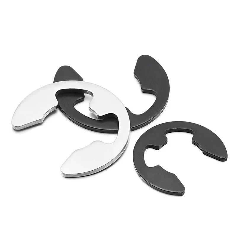M1.2 M1.5 M2 M3 M3.5 M4 M5 M6 M7 M8 M9 M10 M12~M24 E Clip Circlip Retaining Ring Washer Black 65Mn/304 Stainless Steel for Shaft