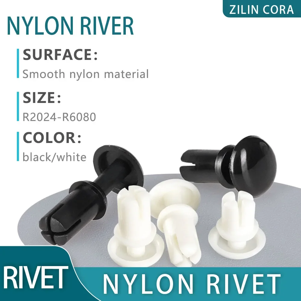 Nylon Rivet Pressing Button Plastic R Type PC Plate Plastic Female Nylon Rivets Black White R20 R26 R30 R35 R40 R50 R60