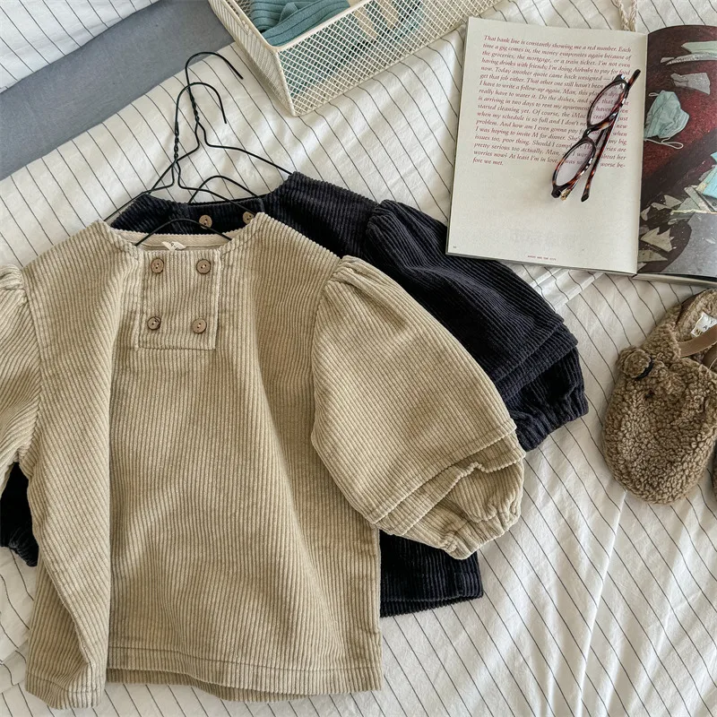 Herfst Nieuwe Kinderen Lange Mouw Corduroy Shirts Effen Meisjes Losse Shirts Jas Baby Casual Veelzijdige Tops Kids Dikke Warme Kleding