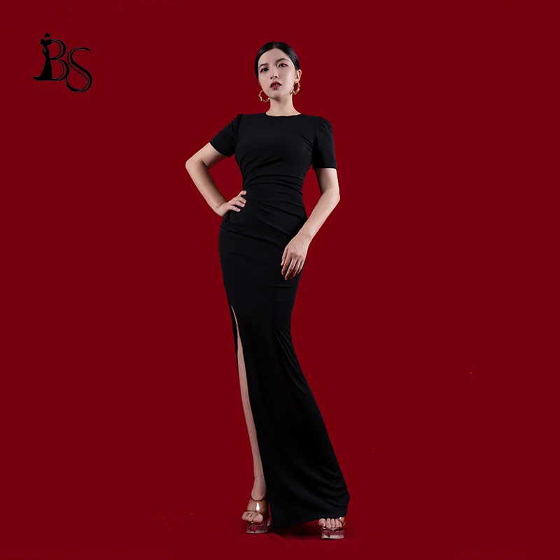 

Baisha Elegant Customized Evening Dress Fashion Performance Host Costumes فساتين طويلة Slim Fit Lifestyle Gown Slit Skirt H1376