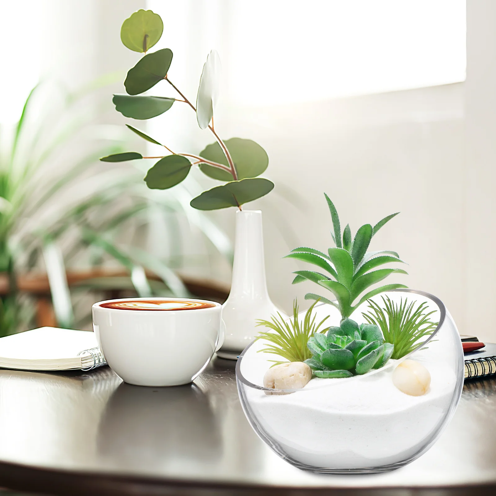 

2Pcs Succulent Glass Planters Clear Half Circle Hydroponic Flower Pots Round Fish Bowl Glass Fish Bowl Succulents Pots