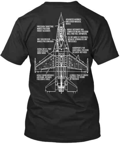 The F 16 Is The Sound Of Freedom Tee T-Shirt Made in the USA Size S to 5XL