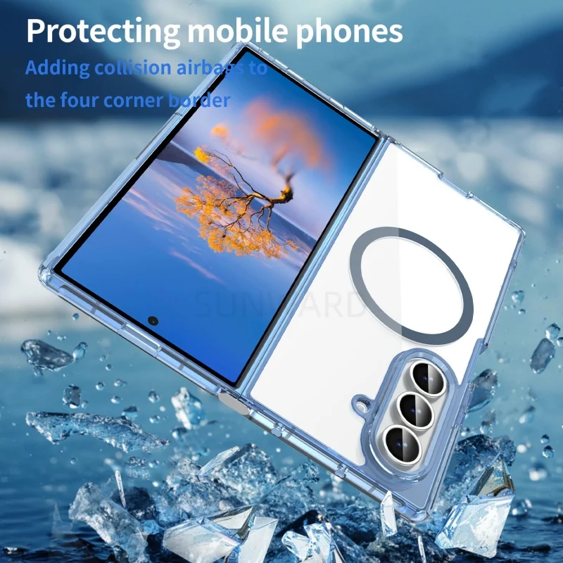 Z Fold 7 Slim Rugged Cover For Magsafe Magnetic Phone Case For Samsung Galaxy Z Fold 7 fold7 Wireless Charging Translucent Cases