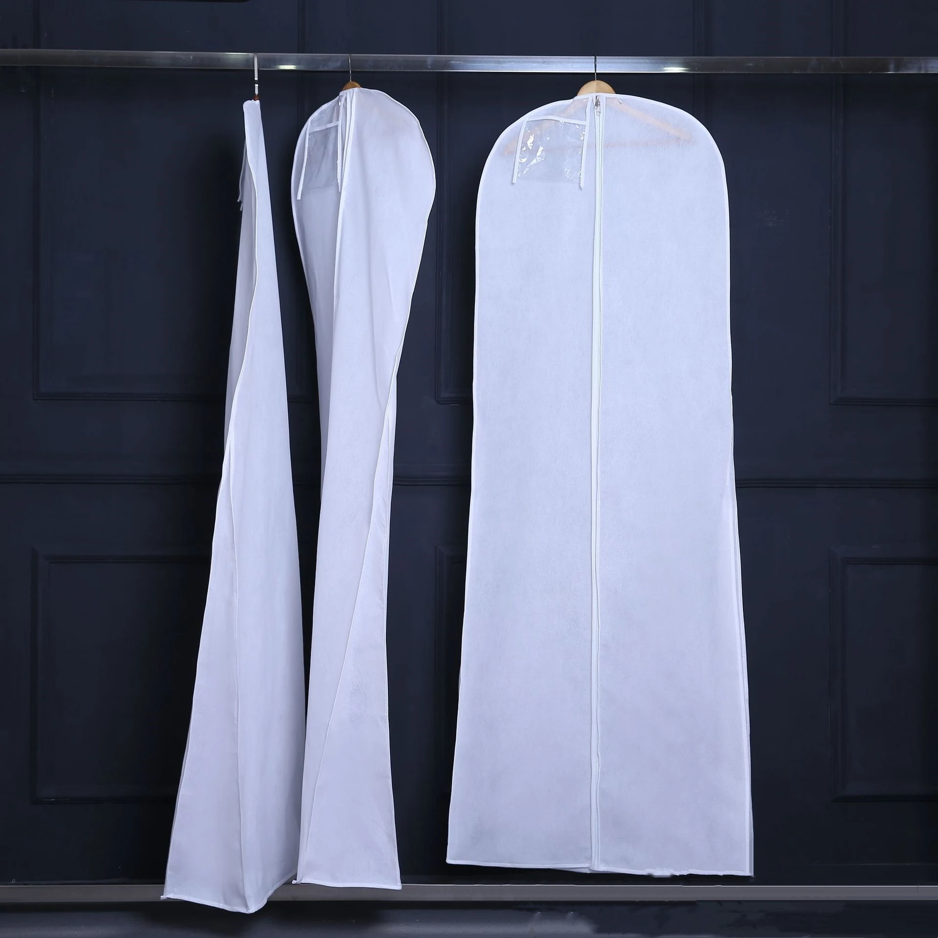 Wedding Dress Dust Cover Dust-proof Cover for Clothes with Zipper Garment Bag Clothes Storage Bag Dustproof Clothes Organizer