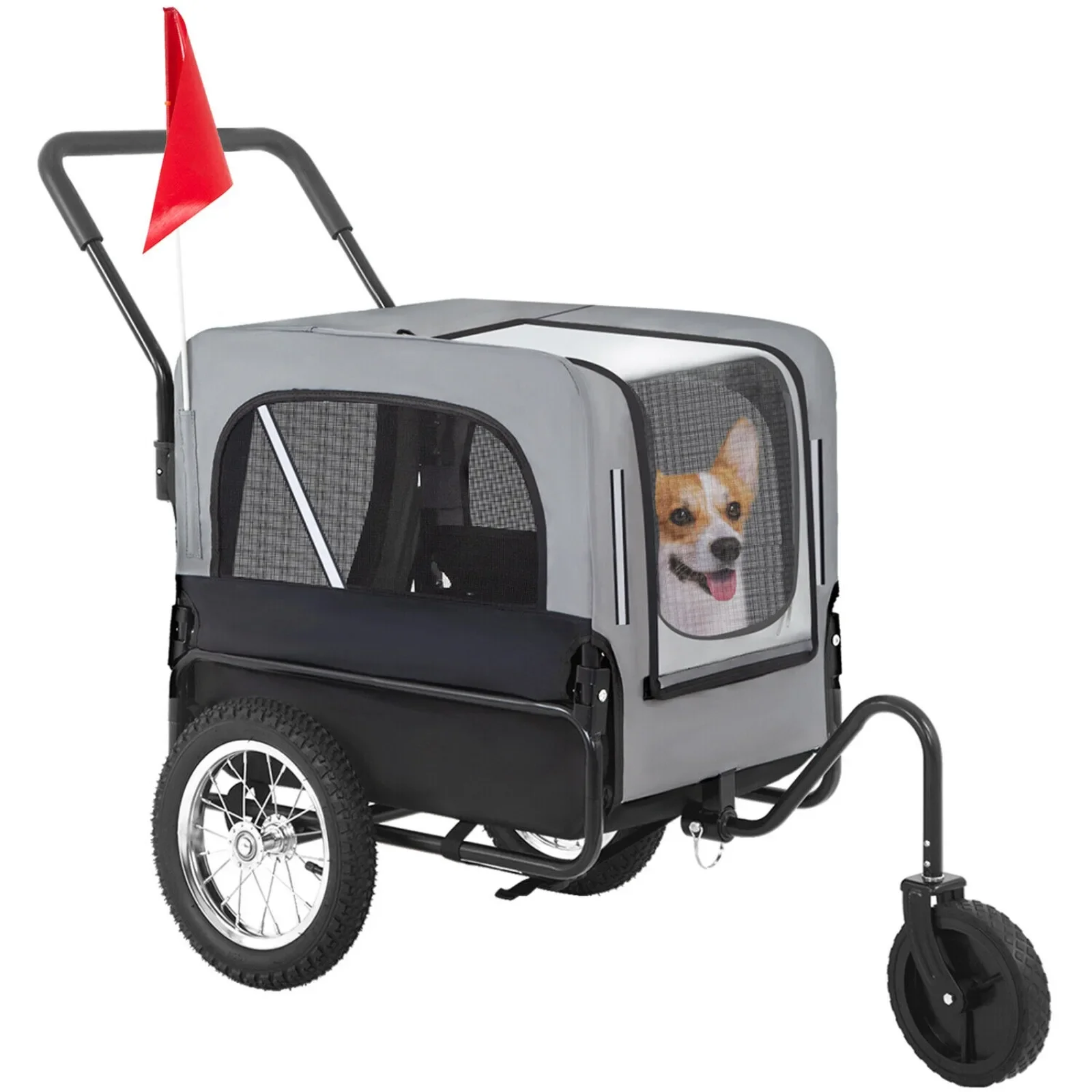 

US Pet Stroller 2-in-1 Dog Bike Trailer Dog Stroller Bicycle Trailer Jogger Carrier