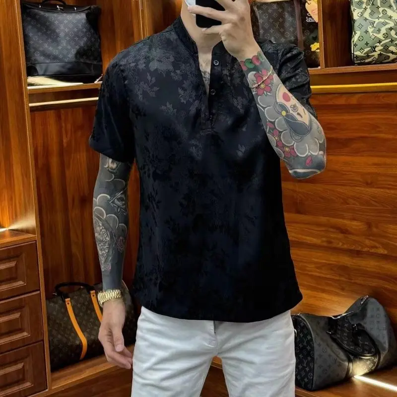 New Men's Summer Thin Knot-button Tang Suit Short Sleeves Breathable Comfortable and Versatile Chinese Style Casual Wear