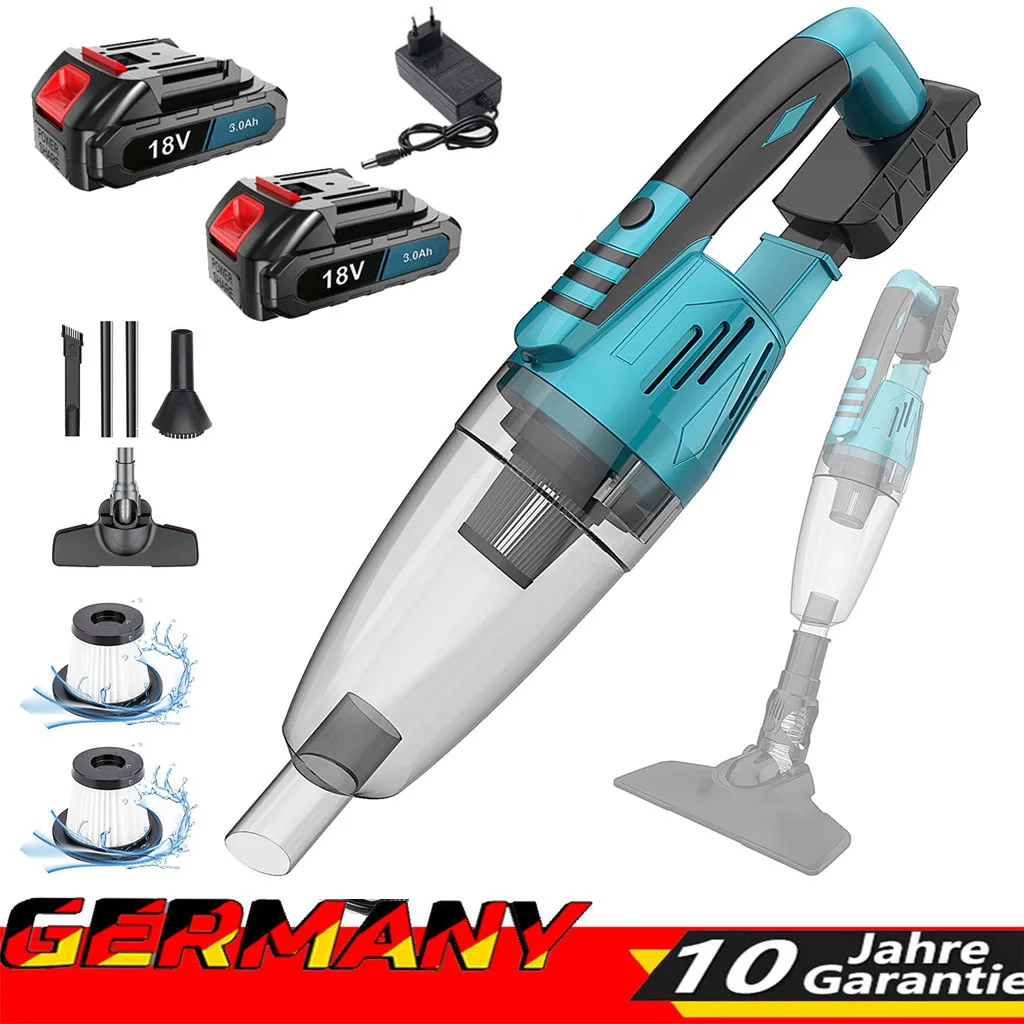 2x Akku-Betriebener Kabelloser Handstaubsauger Wiederaufladbares Reinigungsgerät für Zuhause Tierhaare Kompatibel mit Makita 18V