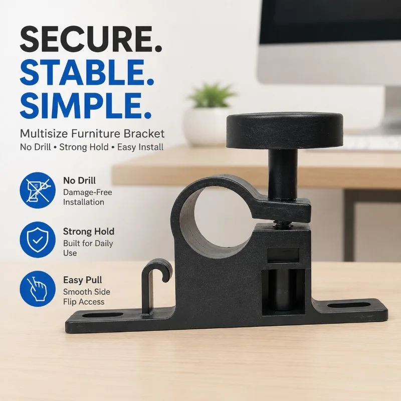 Multi-size Furniture Hardware Bracket Side Flip Fitting Punch-free Plastic Fastener Handle for Computer Desk Household Table
