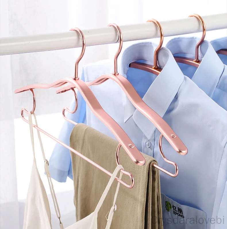 2pcs Clothes Hanger Household Space Aluminum Seamless Clothes Rack Wide Shoulder Clothes Support Clothing Store Hanger