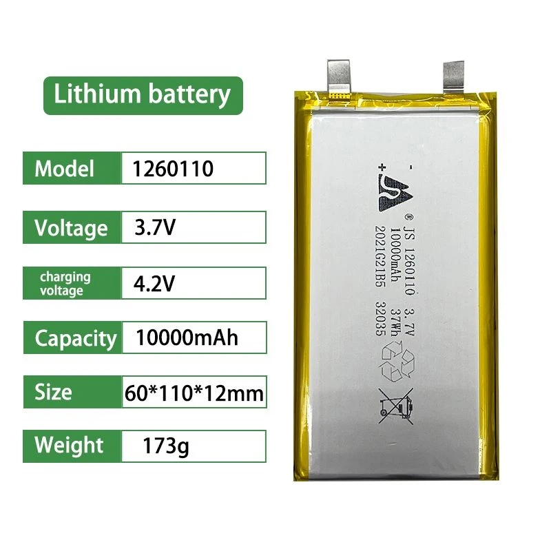 Baterías de polímero de litio de 3,7 V, 10000mAh, 1260110, células recargables Lipo li-po para banco de energía, portátil, luces de Camping Diy