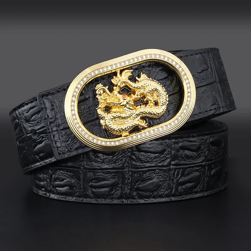 

High Quality Luxury Chinese Dragon Copper Buckle Belt Men 3.8cm wide designer brand Upscale leather fashion Waistband Cowskin