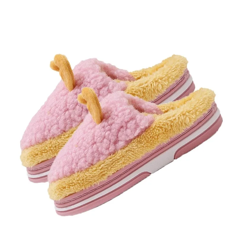 

2025 New Children's Cotton Slippers Cartoon Deer Antlers Fashionable and Cute Indoor Warm Non Slip Wear-resistant Plush Slippers