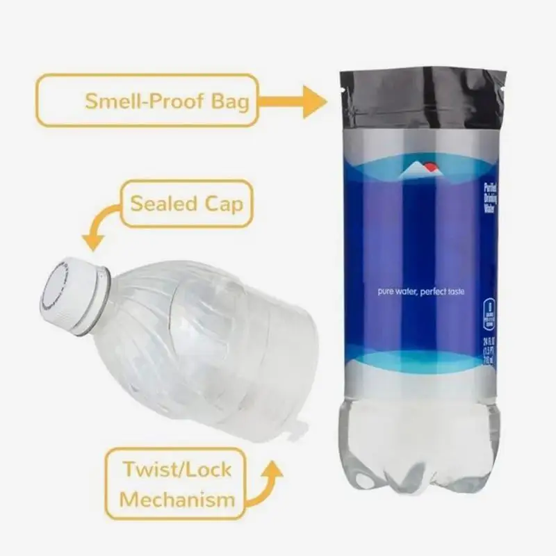 Diversion Water Bottle Shape Surprise Secret Hid-den Security Container Stash Safe Box Smell Proof for Business Trip