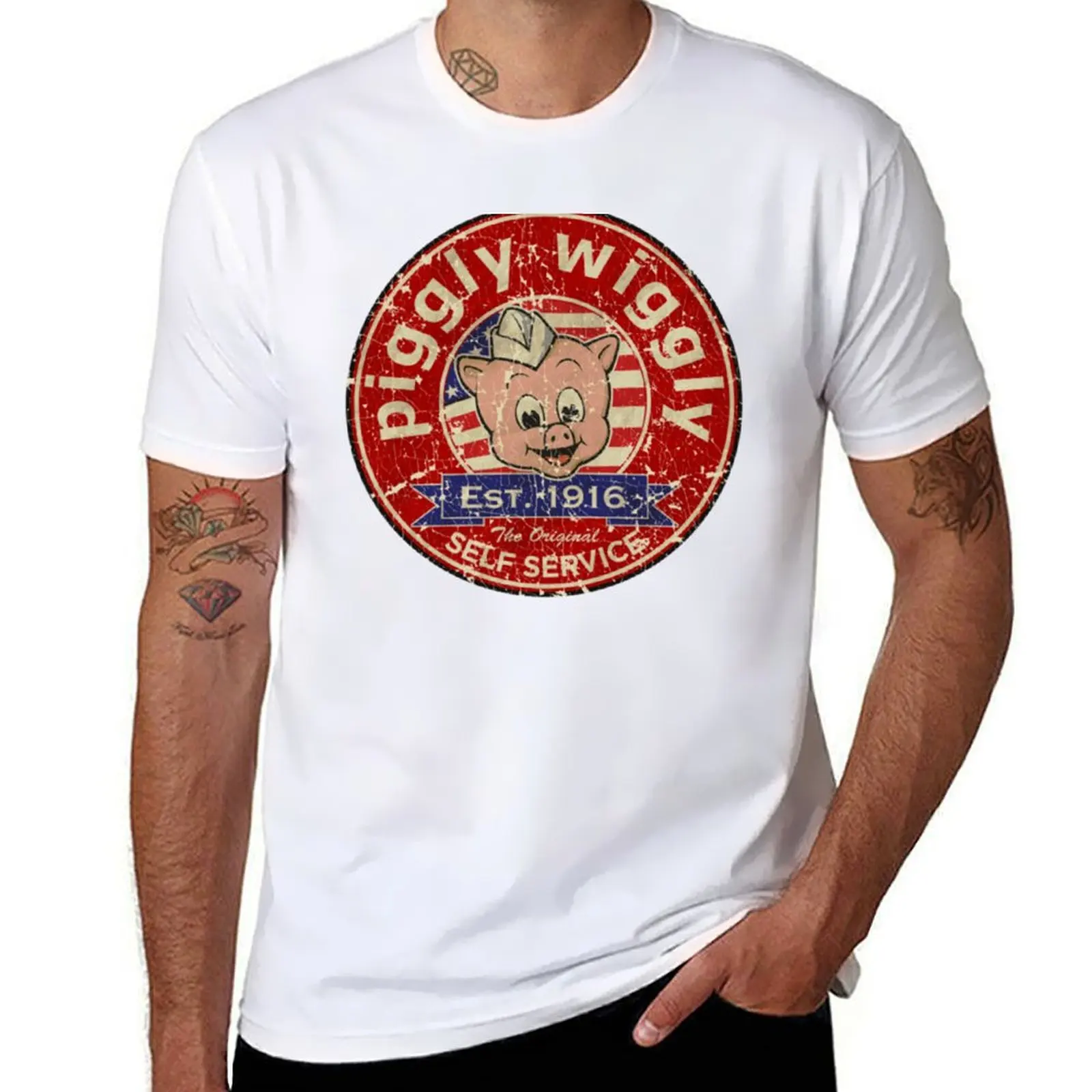 

Piggly Wiggly VINTAGE - Retro Piggly Wiggly 1916 #9 T-Shirt Street Style Casual Tee Shirt