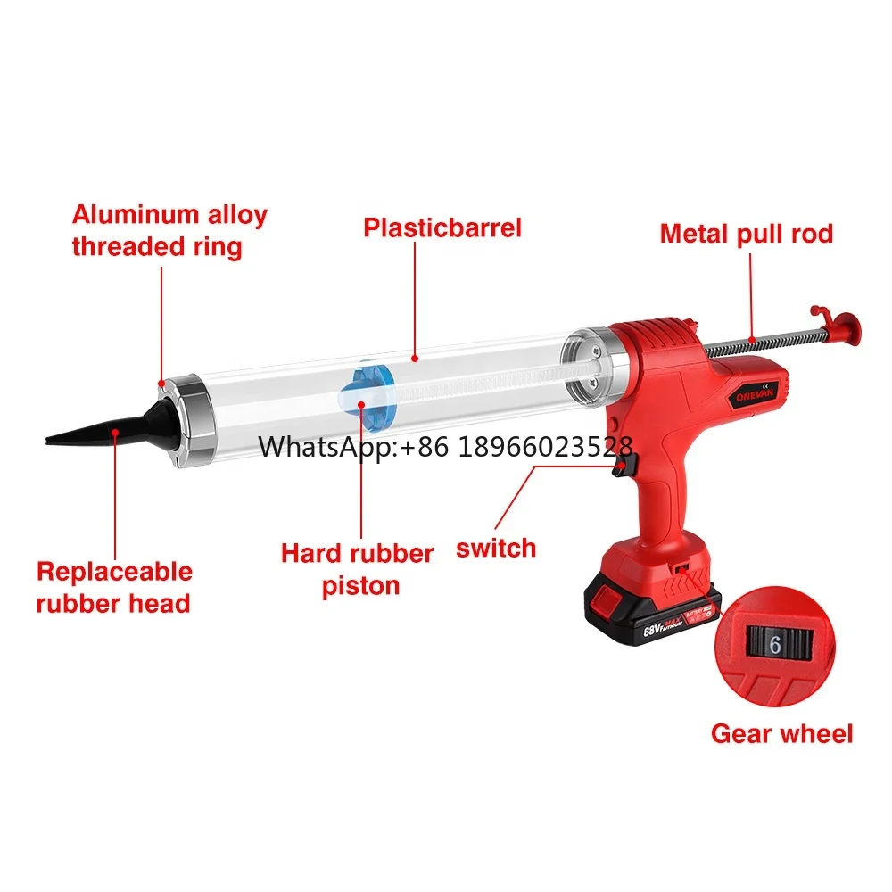 Pistola de calafetagem elétrica Onevan Pistolas de vidro Cola de pressão Costura Pistola de cola selante para Makita 18V Battery 10000N, 6 velocidades