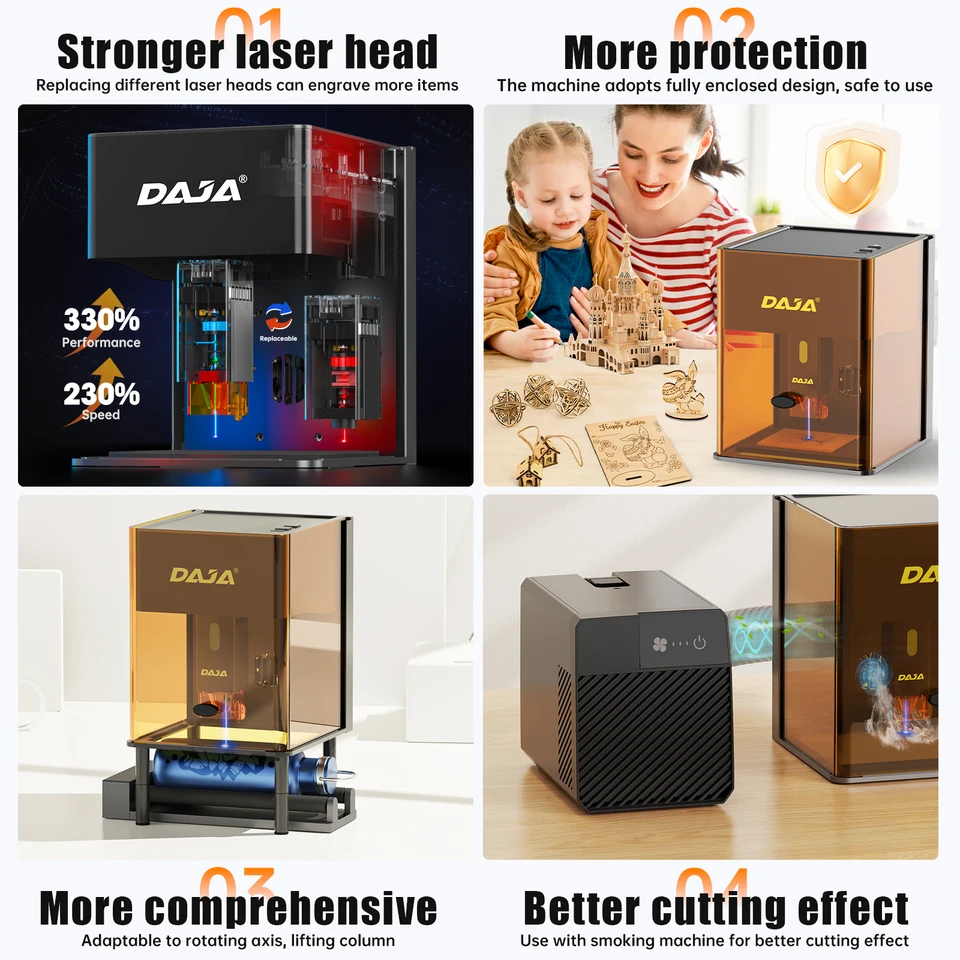 DAJA DJ6 プロレーザー彫刻機ポータブルミニハイパワー CNC 切断彫刻機