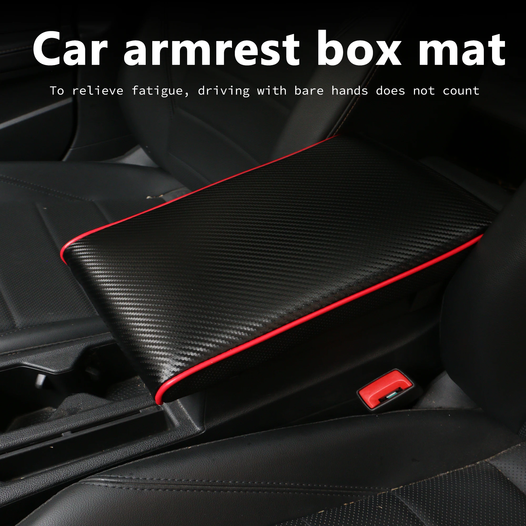 Car Armrest Box Pad Space Memory Sponge Cushion 30cm Wide Comfort Mat For Universal Car Center Armrest Box Carbon Fiber Leather