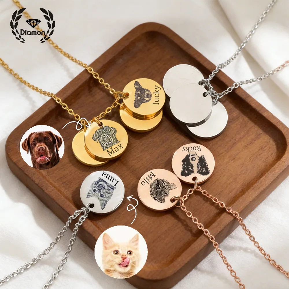 

Персонализированное ожерелье с бриллиантами для собак и кошек, кулон 16 мм, ожерелье с портретом домашнего животного для женщин, мемориальный подарок, подарок на заказ для собаки