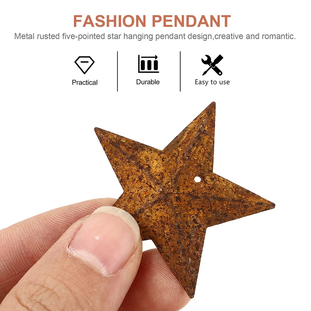 30 Pcs Rusty Pentagram Metal Stars for Crafts Small Decor Barn Christmas Decorations Mini Miniatures Iron Tree