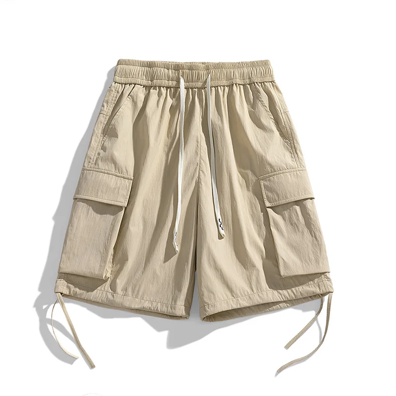 Workwear Shorts for Boys, Summer Thin, Loose, Straight Tube Sports, Casual, Quick Drying, Five Point Ribbon