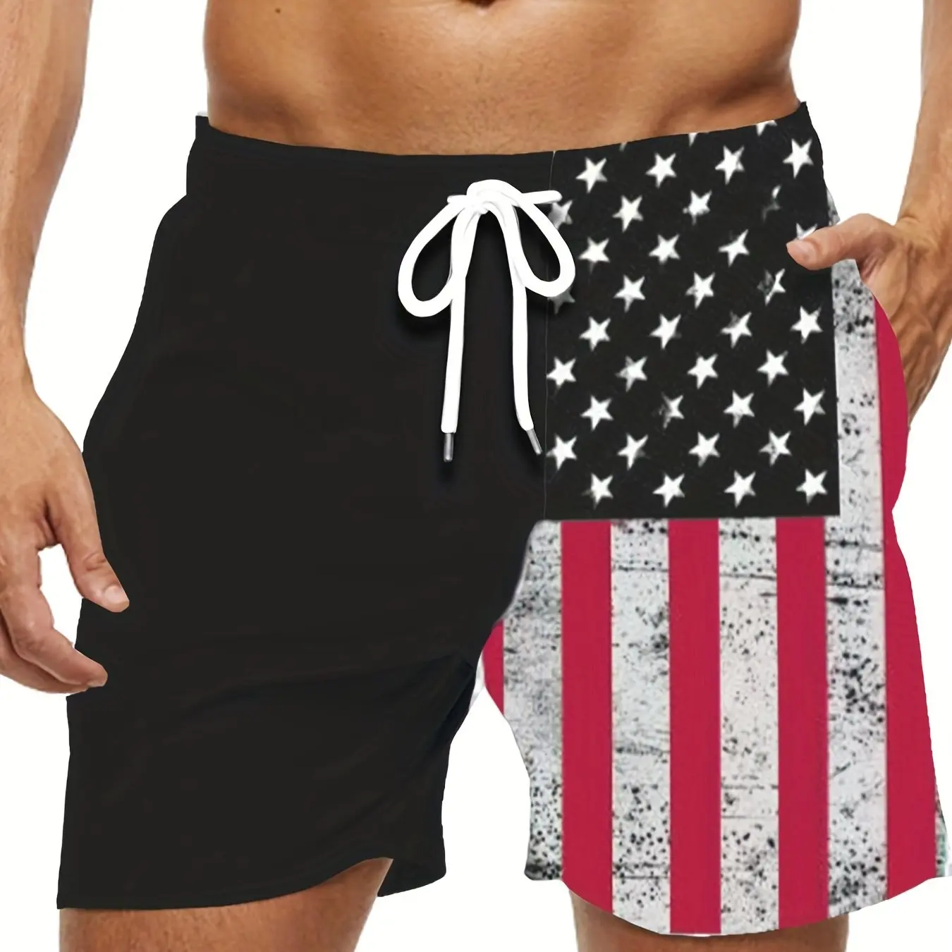 American Flag Print Casual Shorts Summer Men's Beach Shorts Breathable Short Quick Dry Sport Shorts Joggering Men Short Pant