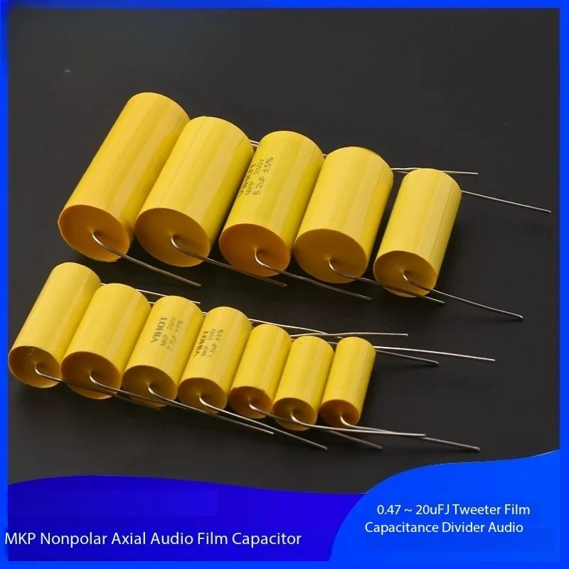 1PCS 250V Stepless MKP Axial Yellow Circle Piercing Capacitor 0.47~47uF Tweeter Film Capacitor Crossover Audio