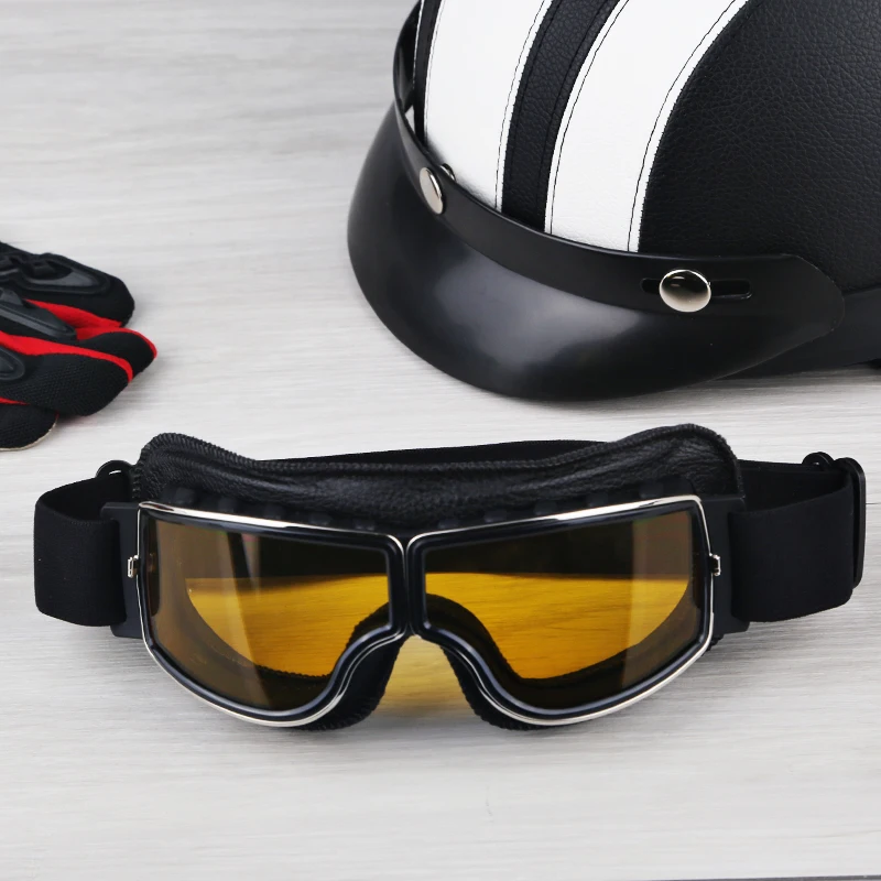 

Men's Motorcycle Helmet Glasses Retro Motorcycle Goggles Outdoor Leather Bicycle Cycling Ski Goggles Glasses For Motorcycle