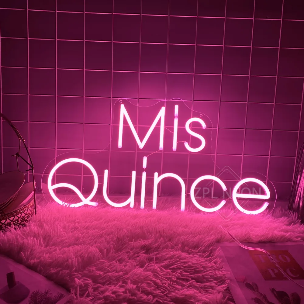 

Неоновая светодиодная вывеска Mis Quince, декор для дня рождения в Испании и пятнадцати лет, декор для комнаты, настенный неоновый знак