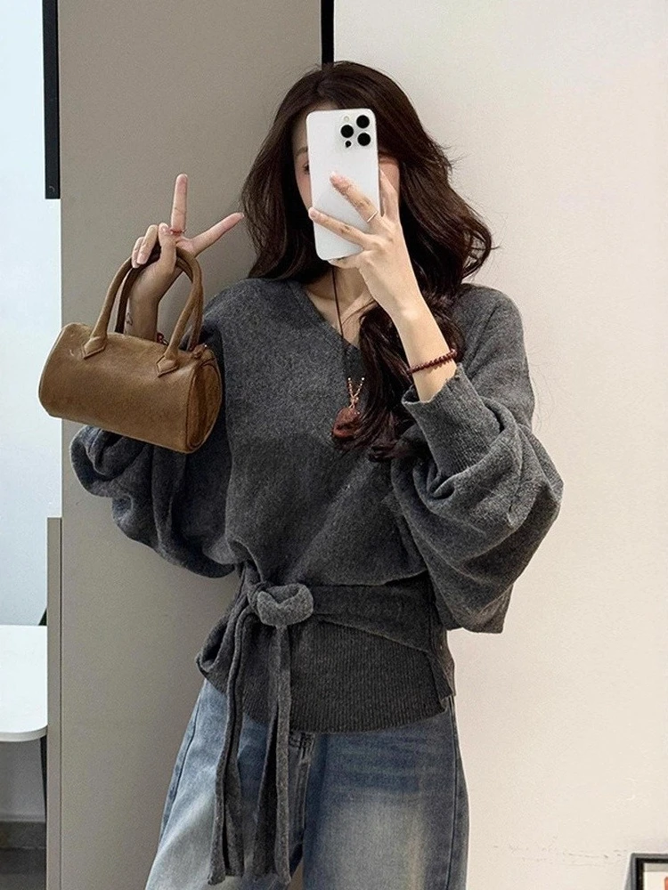 

Knitting Sweater Women Clothing V Neck Batwing Sleeve ​jumper Sueter Mujer Temperament Pull Femme Vintage Chic Pullovers Tops