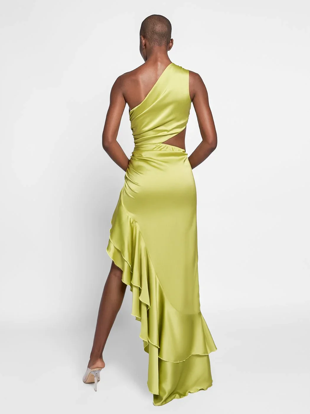 Simple One Shoulder Silk Satin Prom Gown Ruched Green Irregular Formal Party Dresses Unique فساتين السهرة Wedding Guests Dress