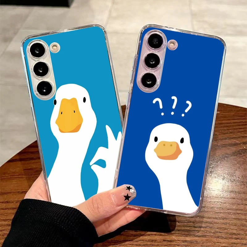 Soft TPU for Samsung Galaxy A12 A15 A17 A21S A22 A23 A25 A31 A32 A33 A35 A51 A53 5G Transparent Phone Case Cute Goose Duck Game