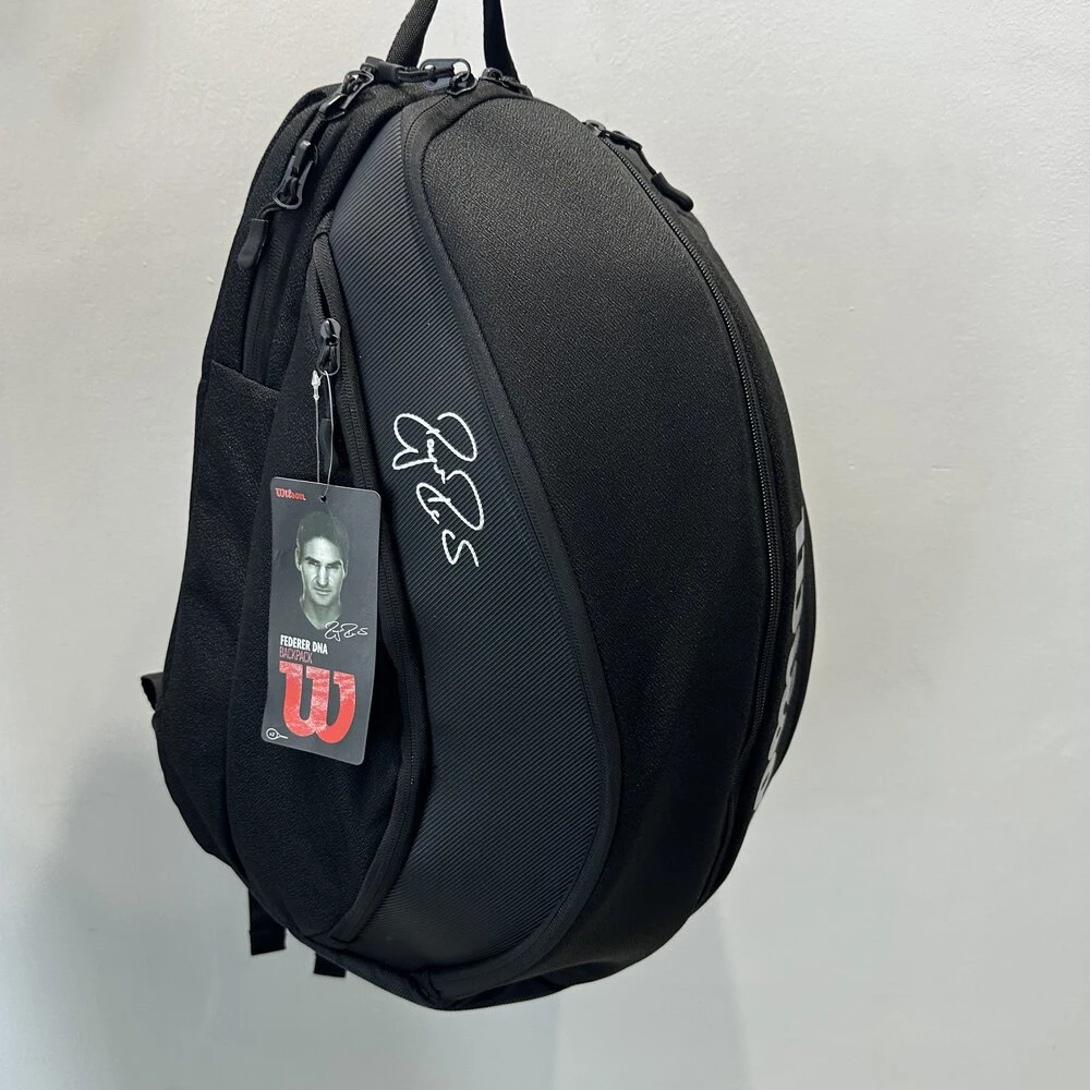 Wilson Roger Federer DNA Tennis Backpack PU Design Racket Sport Tennis Bag Max for 3 Racquets with ‎Insulation Pocket