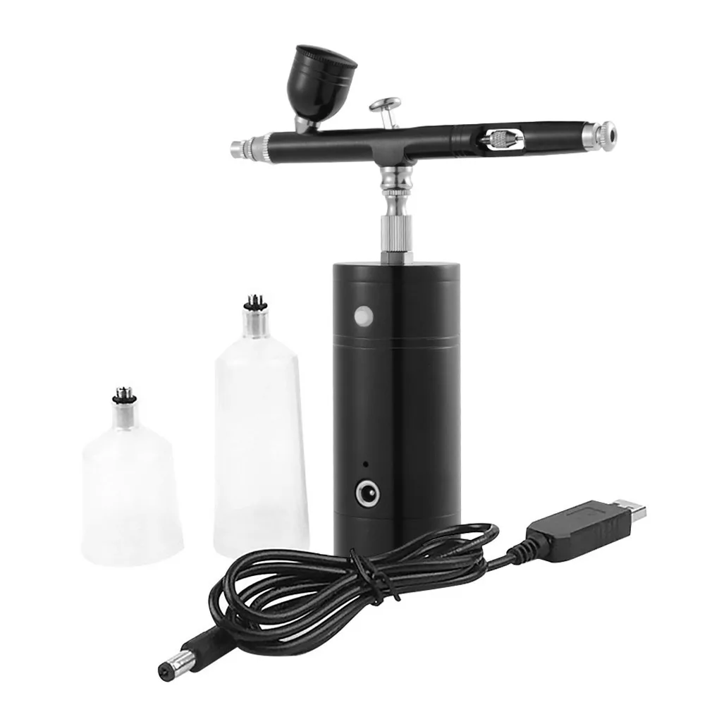 Model Cake Coloring Airbrush Portable Rechargeable Handheld Air Paint Sprayer Beginner Air Brush, Black