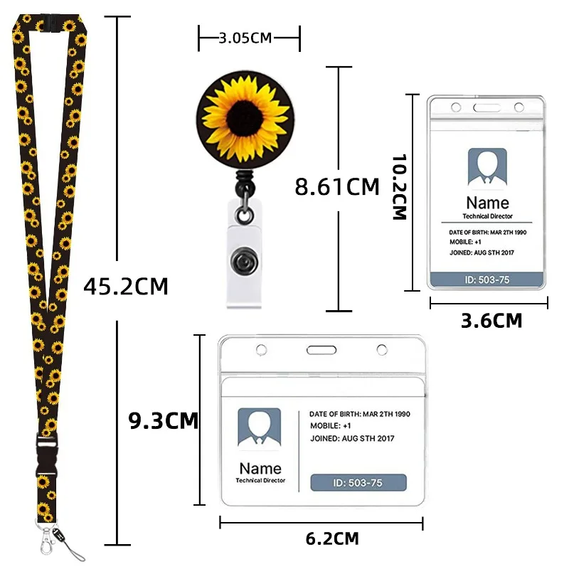 1pc Sunflower Summer Hot Style Hidden Disability Key Chain Lanyard Gifts For Friends Phone USB Badge Holder Necklace