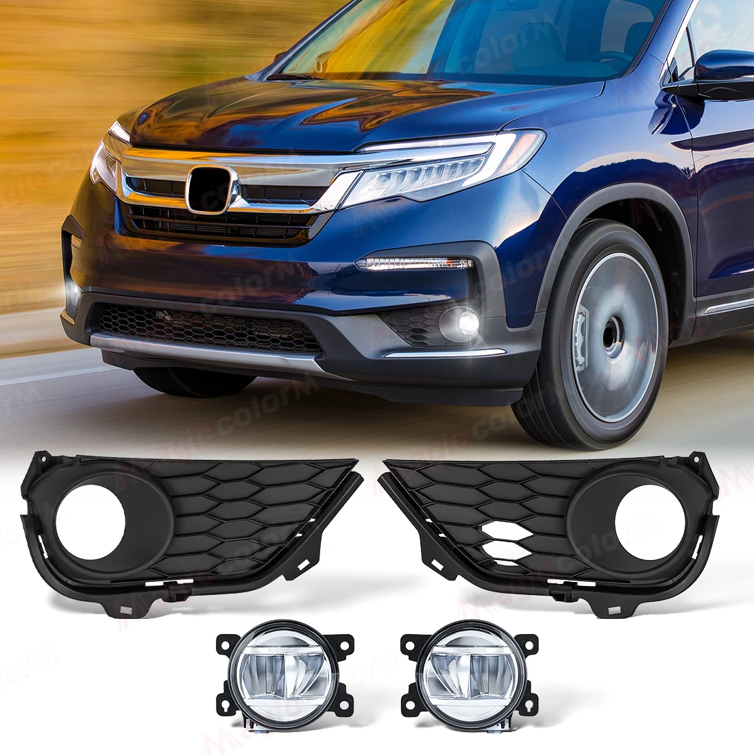 

Светодиодные противотуманные фары для Honda Pilot 2019 2020 2021 2022, противотуманные фары переднего бампера DRL, дневные ходовые огни, дневные фары, автомобильные аксессуары