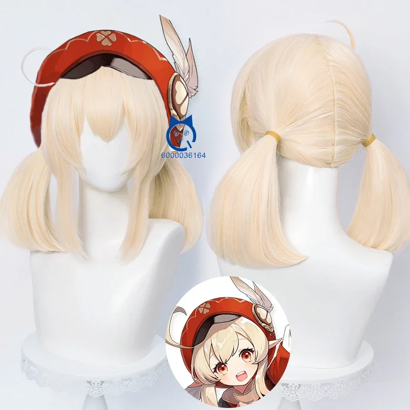 Game Genshin Impact Cosplay Klee Blossoming Starlight Heat Resistant Synthetic Halloween Degree of Adaptability Wig Free Cap