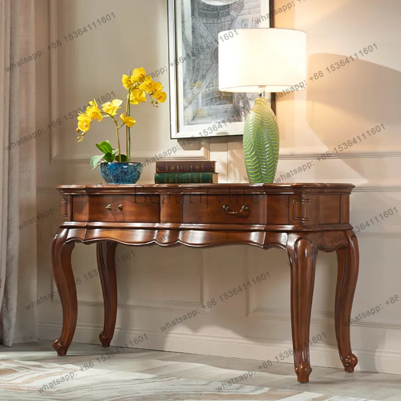 Living room entry solid wood entrance table decorative sofa back several European light luxury cases