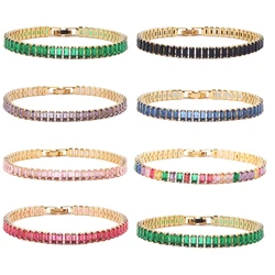 2022 Design 18K Gold Plated Geometric Zircon Bracelet for Women Girl Accessories Fashion Jewelry Rainbow AAA Zircon Party Gift