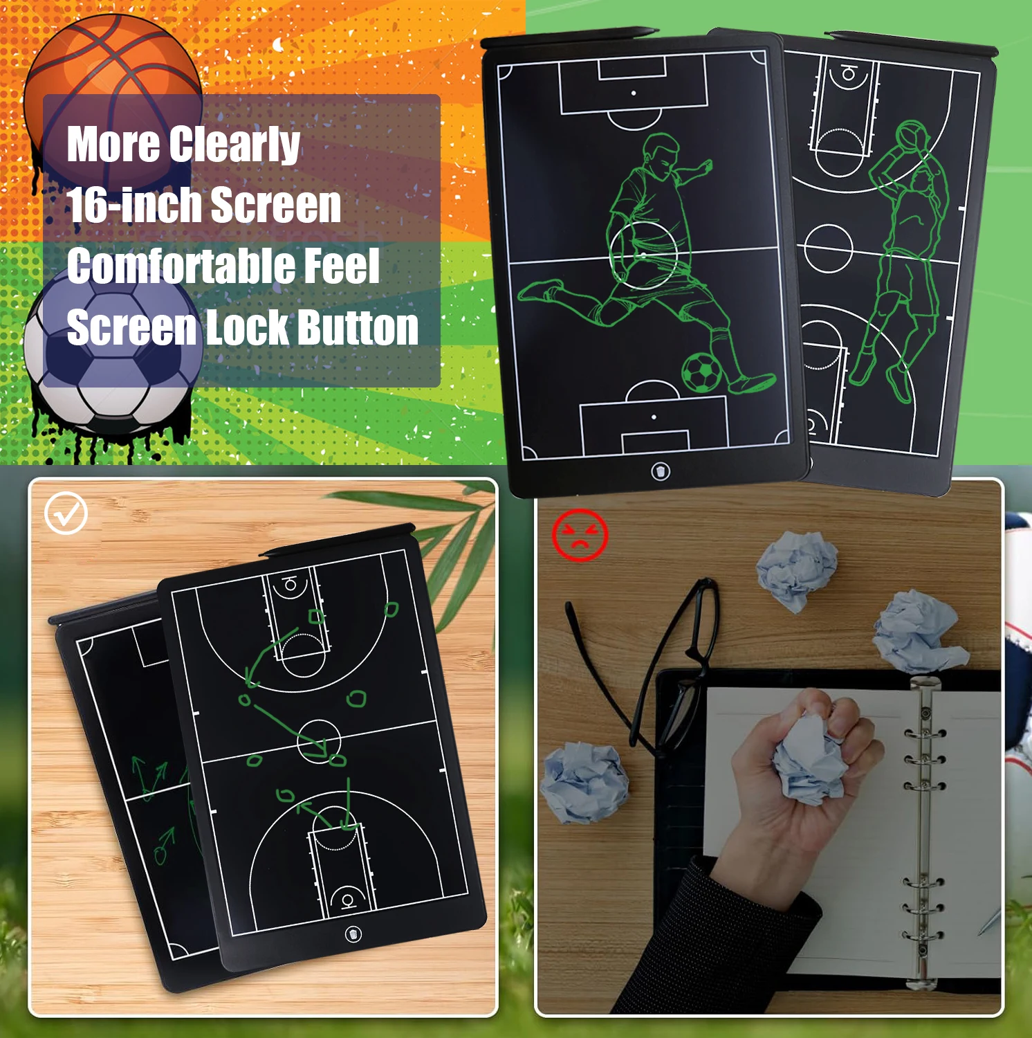8.5/10/16-Inch LCD Electronic Football Tactical Tablet Strategy Marker Basketball Board Soccer Coach Blackboard Sports Training
