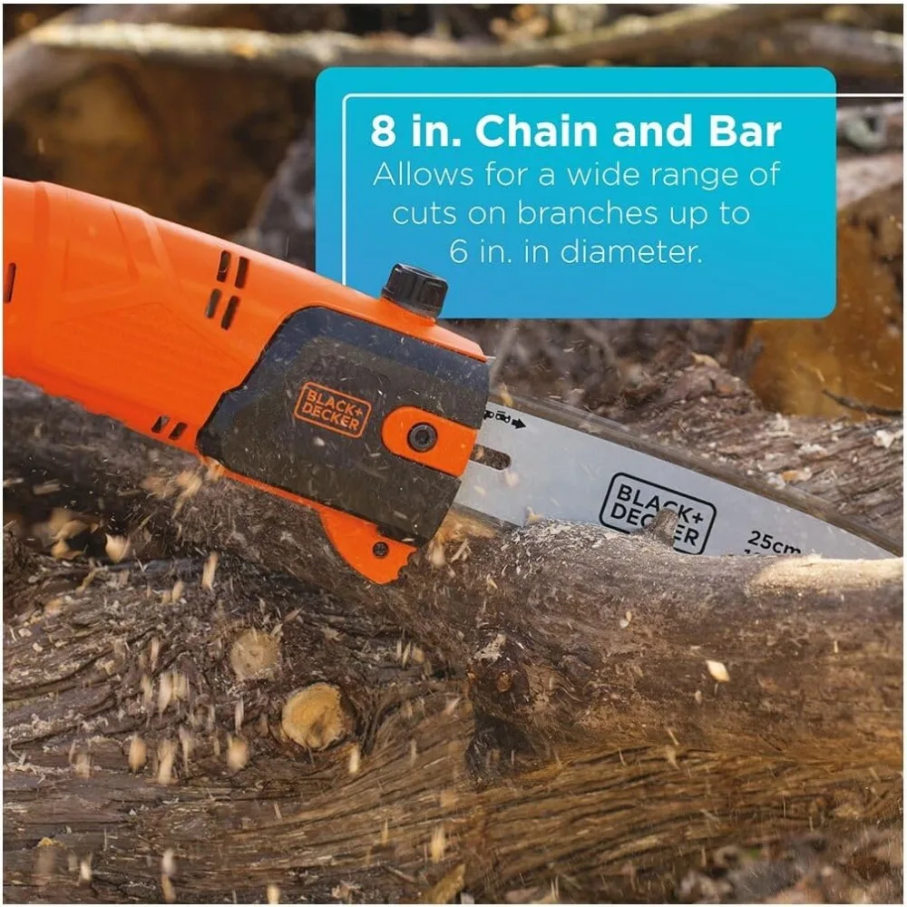 منشار بلاك اند ديكر 20 فولت ماكس اللاسلكي لتقليم الأشجار، خفيف الوزن، قابل للتمديد حتى 14 قدمًا، أداة فقط