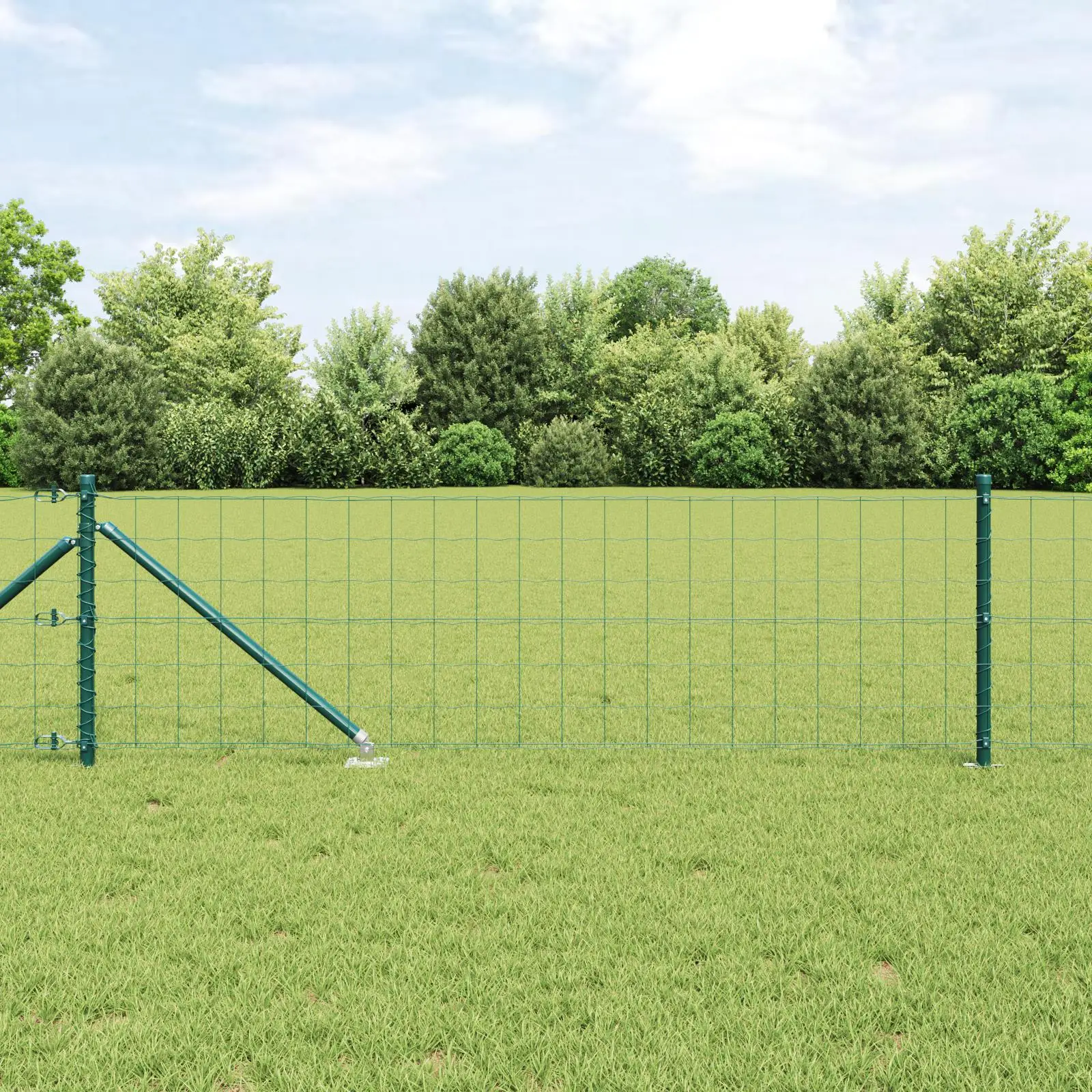 Durable Green Galvanized Steel Euro Fence 7 Spike Posts for Garden and Outdoor Spaces Reliable Fencing Solution 04x10m