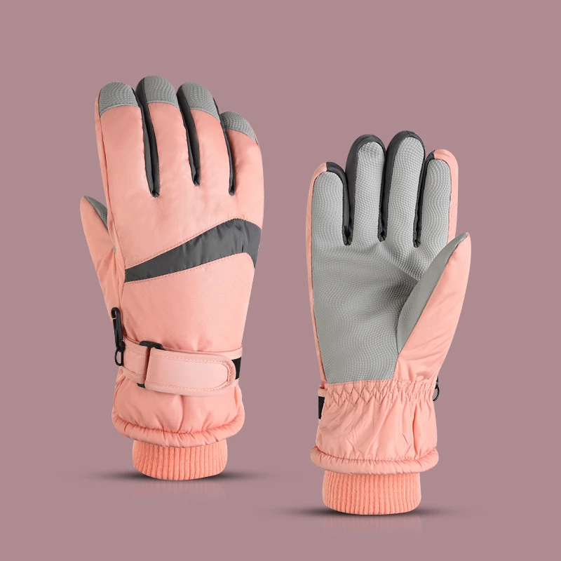 Guantes gruesos de felpa de invierno para hombres y mujeres, pantalla táctil, a prueba de viento e impermeables, guantes de esquí, guantes de