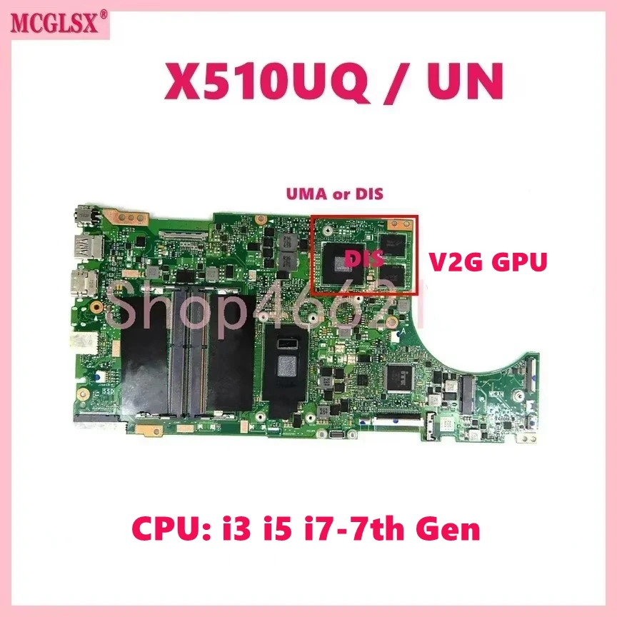 Płyta główna procesora X510UQ/UN i3/i5/i7 dla ASUS X510U/UQ/UQR X510UR X510UN/UNR X510UF S510UR S510UN S510U X510UA S5100UQ płyta główna
