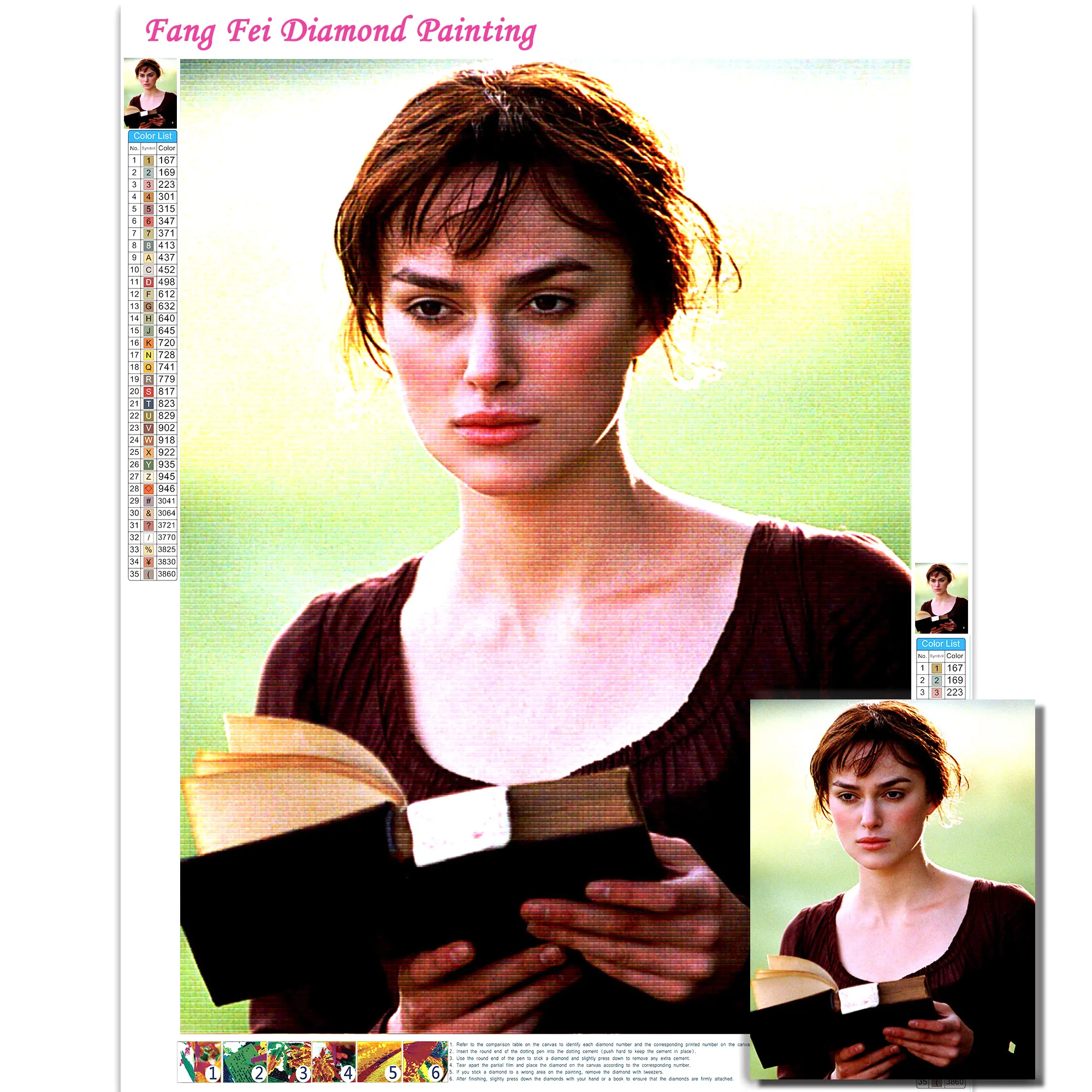 فيلم فخر وتحامل لوحة ماسية كاملة الفيلم الكلاسيكي كيرا نايتلي عبر غرزة التطريز صورة فسيفساء ديكور المنزل #3